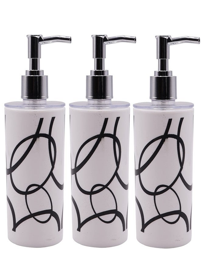 Shenron White Liquid Soap Dispenser for Wash Basin & Bathroom, Empty Refillable Handwash Bottle with Pump, Chrome Finish on Top, Unbreakable Plastic Body for Household use (Set of 3) - Image 1